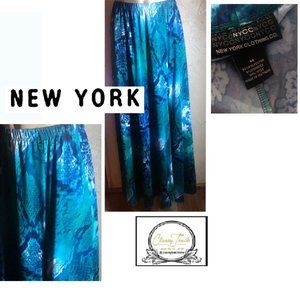 New York Clothing Blue Green Maxi Skirt Size M